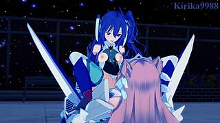 Tsubasa Kazanari, Kanade, Maria in Intense Futanari Sex Scene