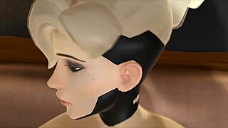 Blonde Mercy Fucks Pussy in 3D Simulator