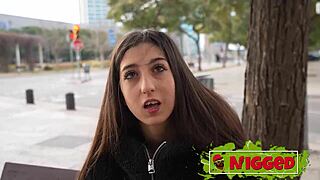 Shy Spanish Petite Vanesa Merino Gets Bent Over For Rough Interracial Blowjob.