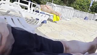 She Noticed I Was Jerking Off And Helped Me Cum By The Public Pool