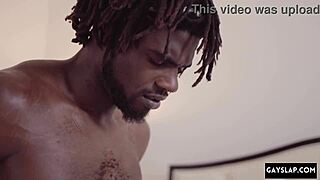 Hot black bodybuilder fucks european with big bareback cock harder