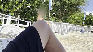 She Noticed I Was Jerking Off And Helped Me Cum By The Public Pool