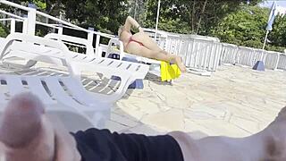 She Noticed I Was Jerking Off And Helped Me Cum By The Public Pool