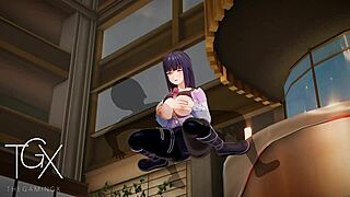 anime hentai game hinata hyuga netorare fucks in various positions with blowjob naruto