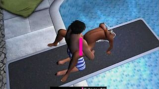 Wild cartoon sex unfolds on the jumping board at public swimming pool!