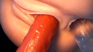 Double penetration with toys and oral sex with an adult doll fetish