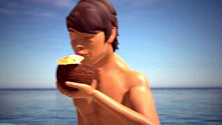 oily babe's pussy pounded at beach in 3d animation