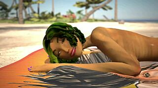 oily babe's pussy pounded at beach in 3d animation