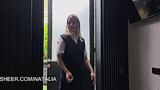 latina colegiala admits to sucking cock with red knees!