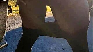 Holy Crap, Tampon Inserting Then Gargling Pee On Roadside With Ebony Couple!