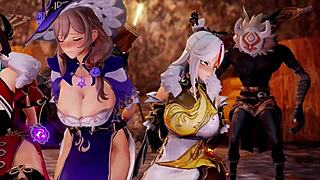 Hentai Gallery of Genshin Impact with Big Tits Anime Gangbang Action
