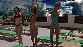 In my dorm 4, mark plays pool games with stepsister and friends