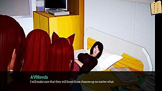 Cartoon family with brunette milf and small tits