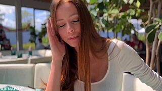 Exploring remote pleasure with my redhead girlfriend for multiorgasms in public spots.