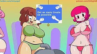 Competition animation features teen blowjob group with cum facial in round one and two