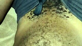 Gay man wanks big hairy cock solo at home