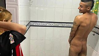 my cousin’s gay boyfriend sneaks into the bathroom, gets turned on, and we end up banging hard