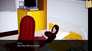 Cartoon family with brunette milf and small tits