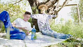 Farmer Twink Sucks and Jerks Cock Hard on the Ranch.