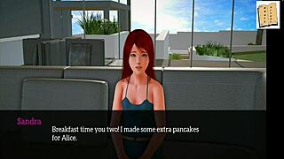 what happens in my new family episode 39 with brunette big tits in anime style?