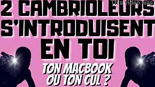 French gay burglars take twink in double penetration with dirty talk