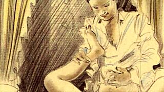 vintage erotic drawings in retro anime style 😍