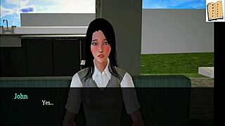 what happens in my new family episode 39 with brunette big tits in anime style?