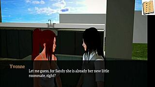 what happens in my new family episode 39 with brunette big tits in anime style?