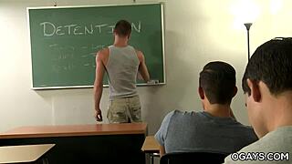 Emotional gay threesome unfolds in the classroom