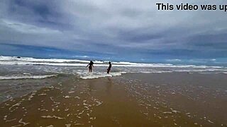 Fucking the hot one on the beach with everyone watching.
