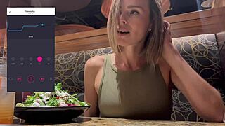 public cumming hits hard in restaurant with lush remote vibrator