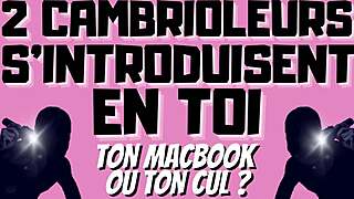 French gay burglars take twink in double penetration with dirty talk