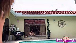 Kelsi Monroe and JMac’s hot scene with deep throat action and ball licking