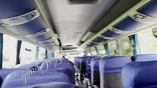 milf gave risky blowjob on crowded travel bus