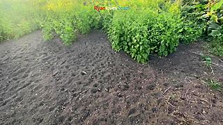 Amateur brunette relaxes solo under a bridge in USA
