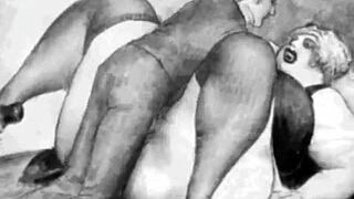 Vintage erotic cartoon showcases retro sensual art style