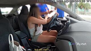 Hot Naughty Wife Flashes Big Tits Without Panties to Gas Station Crew