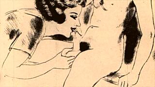 Vintage erotic cartoon showcases retro sensual art style
