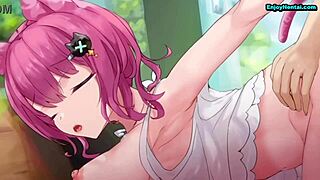 nyan girl in an anime scene from enjoyhentai