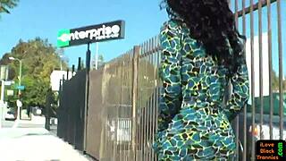 gorgeous solo ebony tranny plays with pierced dick for fun