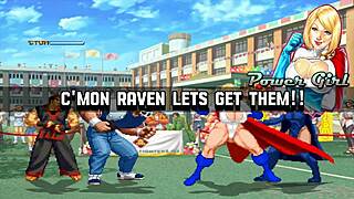 In hentai mugen, brian battler and kim dong hwan meet power girl and raven