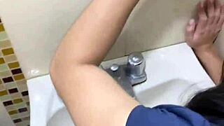 Quick Deepthroat with Latina Brunette at Party Bathroom Hook-Up