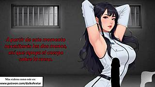 in this hentai story, the good cop and bad cop give jerk off instructions in spanish voice, leading to anal femdom action.