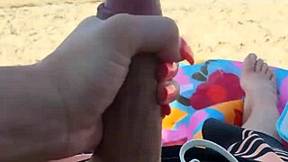 Damn, getting him off on public beach!