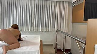 I interview sexy teen model with natural tits and ass