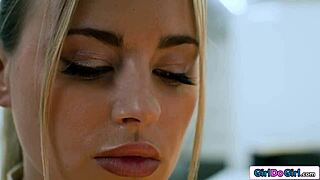 secretary licked and strapon slammed by dominant lesbian boss 😈