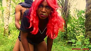 Naughty college babe fucks roommate in the bush