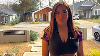 Big Boobed Delivery Slut Masters Hardcore Blowjob and Anal in Bedroom Action