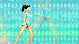 Tiny trans fucks giant busty trans in this 3d hentai with muff diving.