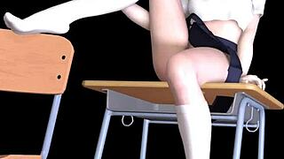 Japanese Girl in Hentai 3D Cosplay Masturbates Wildly for Support!